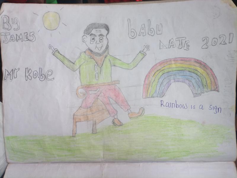 Babu viewing a rainbow